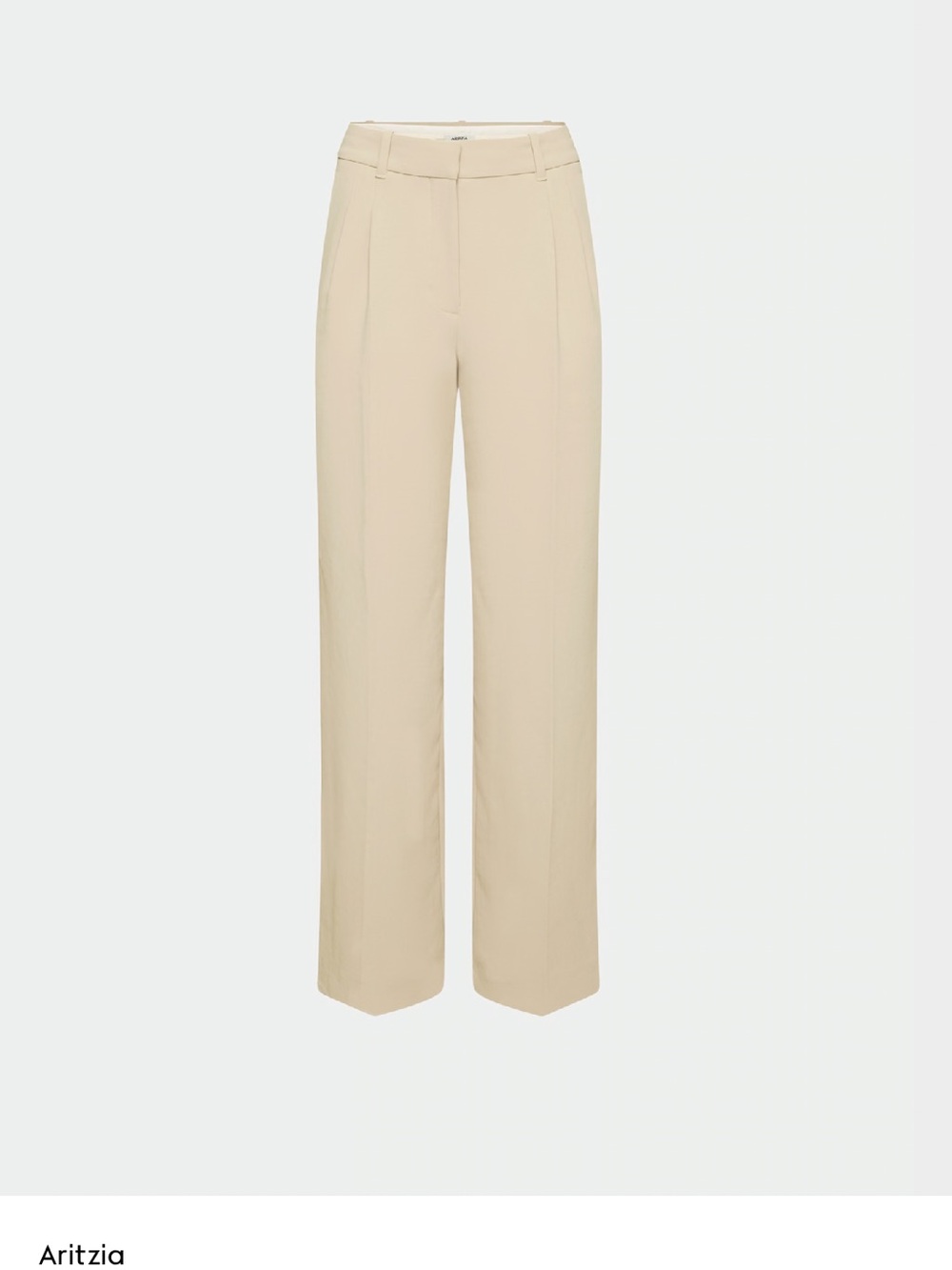 Aritzia Neutral-Beige High-Rise Wide-Leg Trousers